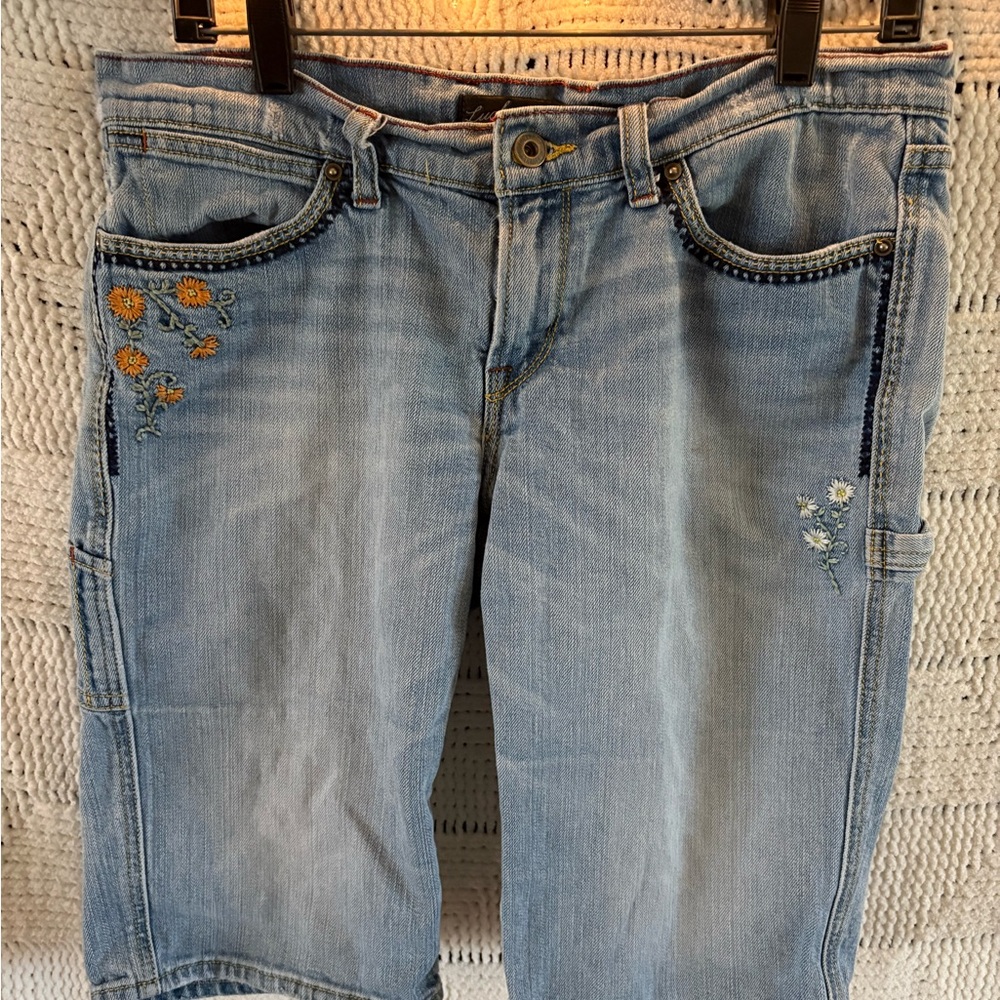 Lucky Brand Light Blue Embroidered Jean Shorts